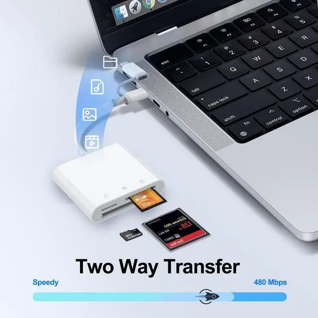 Alt view image 4 of 7 - USB C SD Card Reader for iPhone 16/14/iPad, 3-Slot USB Type C to CF/SD/MicroSD Adapter Supports Compact Flash/SD/MicroSD 3 Slot, Compatible with Phone/Android/Laptop, Plug&Play