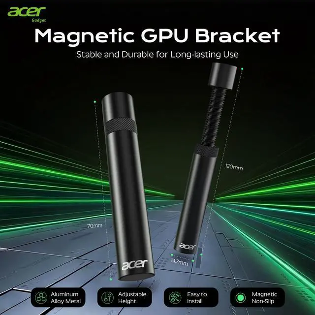 Alt view image 3 of 7 - acer GPU Support Bracket, GPU Sag Bracket, Graphics Card GPU Stand with Magnet & Non-Slip Base, Video Card Holder (L, 70-120mm)