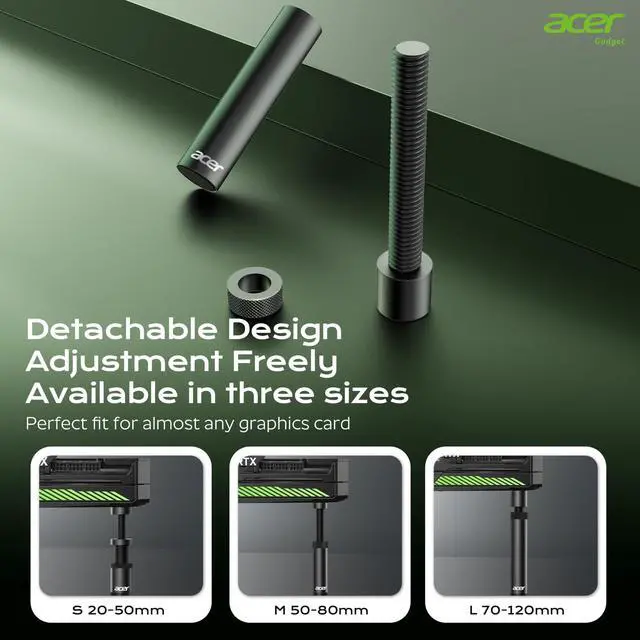 Alt view image 5 of 7 - acer GPU Support Bracket, GPU Sag Bracket, Graphics Card GPU Stand with Magnet & Non-Slip Base, Video Card Holder (L, 70-120mm)