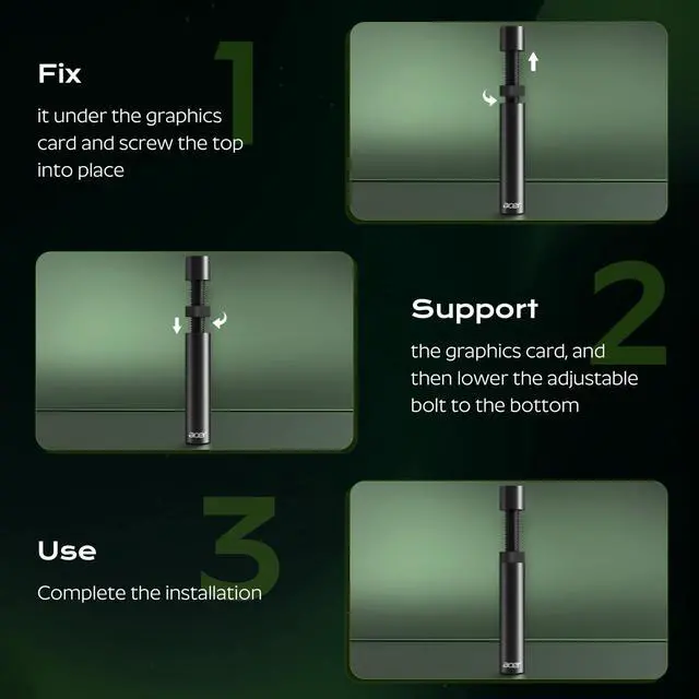 Alt view image 6 of 7 - acer GPU Support Bracket, GPU Sag Bracket, Graphics Card GPU Stand with Magnet & Non-Slip Base, Video Card Holder (L, 70-120mm)