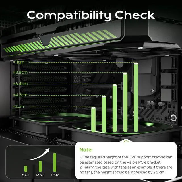 Alt view image 7 of 7 - acer GPU Support Bracket, GPU Sag Bracket, Graphics Card GPU Stand with Magnet & Non-Slip Base, Video Card Holder (L, 70-120mm)