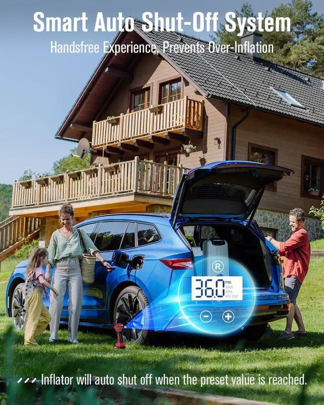 Alt view image 3 of 6 - AVID POWER Tire Inflator Portable Air Compressor, 20V Cordless Car Tire Pump, Rechargeable Battery Powered Air Compressor w/12V DC Adapter, Digital Pressure Gauge