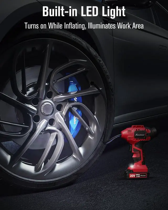 Alt view image 5 of 6 - AVID POWER Tire Inflator Portable Air Compressor, 20V Cordless Car Tire Pump, Rechargeable Battery Powered Air Compressor w/12V DC Adapter, Digital Pressure Gauge