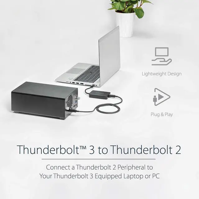 Alt view image 2 of 6 - Thunderbolt 3 to Thunderbolt 2 Adapter (Non-Reversible) - TB3 Laptop to TB2 (20Gbps) or TB1 (10Gbps) Devices / Displays - Black - Windows/Mac (TBT3TBTADAP)