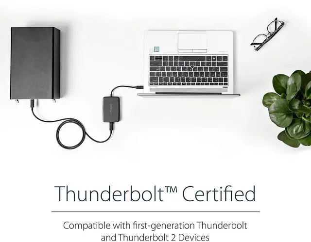 Alt view image 5 of 6 - Thunderbolt 3 to Thunderbolt 2 Adapter (Non-Reversible) - TB3 Laptop to TB2 (20Gbps) or TB1 (10Gbps) Devices / Displays - Black - Windows/Mac (TBT3TBTADAP)