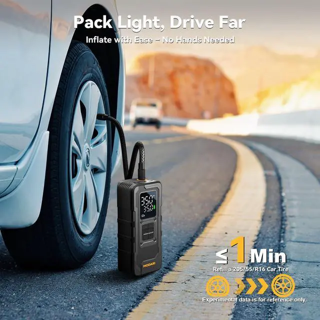 Alt view image 2 of 7 - Tire Inflator Portable Air Compressor, Up to 160 PSI Car Tire Inflator, Cordless Air Pump, Portable Tire Pump with Gauge - Portable Tire Inflators for Car, Light Pickup, Bike and More