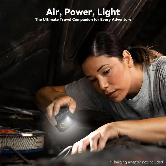 Alt view image 7 of 7 - Tire Inflator Portable Air Compressor, Up to 160 PSI Car Tire Inflator, Cordless Air Pump, Portable Tire Pump with Gauge - Portable Tire Inflators for Car, Light Pickup, Bike and More