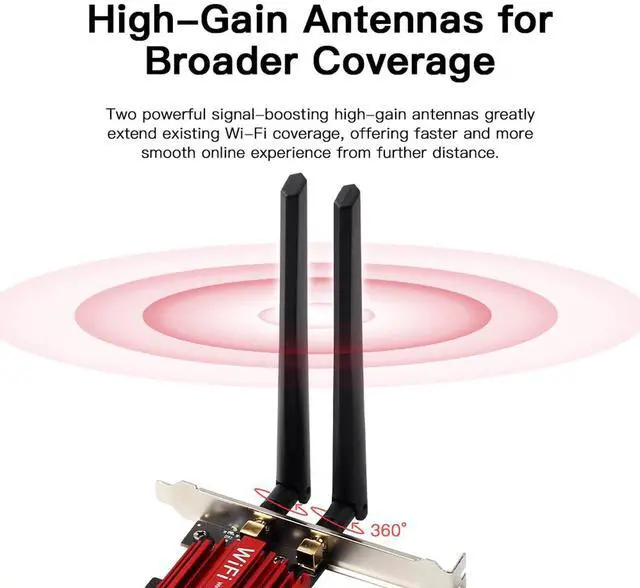 Alt view image 7 of 7 - AX200 WiFi 6 PCIe Desktop Wireless Adapter Card - 3000Mbps Dual Band with Bluetooth 5.2 for Gaming & PC | MU-MIMO, OFDMA | Windows 10/11 Compatible