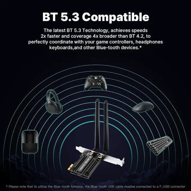 Alt view image 5 of 7 - FENVI PCIe WiFi 6E Card for Desktop PC, AX5400 Tri-Band PCIe Wireless Network Adapter with Bluetooth 5.3, WIFI6 MT7922 Chipset, WPA3, MU-MIMO, OFDMA,Low-Profile Bracket Compatible with Windows 10/11