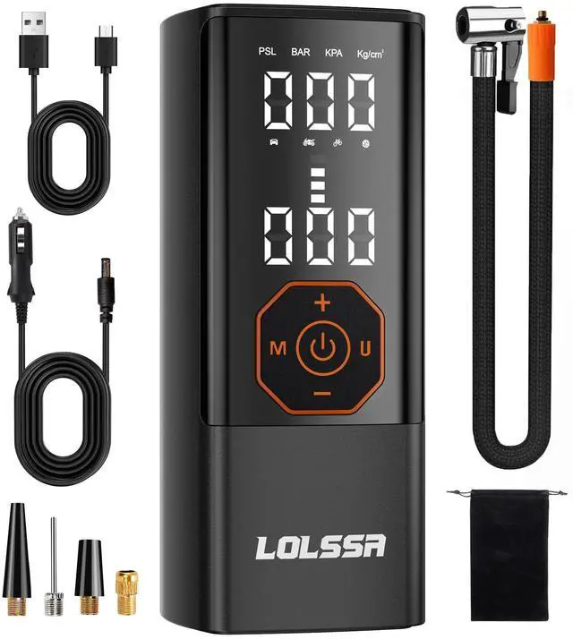 Main image of Tire Inflator Portable Air Compressor-Air Pump 150PSI Cordless Electric for Car, Motorcycle, Bike, Ball, with Tire Gauge Pressure, Dual-Use Type (Orange)