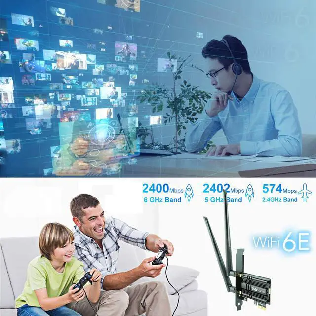 Alt view image 2 of 5 - Ubit AX210 WiFi 6E PCIe Wireless WiFi Card Up to 5400Mbps(6GHz/5GHz/2.4GHz),BT5.3,OFDMA,MU-MIMO,Support Win 11/10 64bit Only