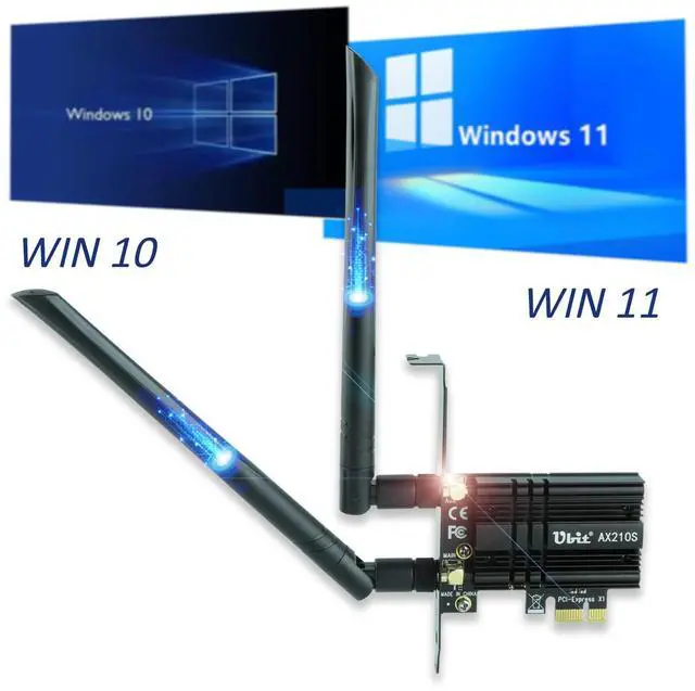 Alt view image 5 of 5 - Ubit AX210 WiFi 6E PCIe Wireless WiFi Card Up to 5400Mbps(6GHz/5GHz/2.4GHz),BT5.3,OFDMA,MU-MIMO,Support Win 11/10 64bit Only