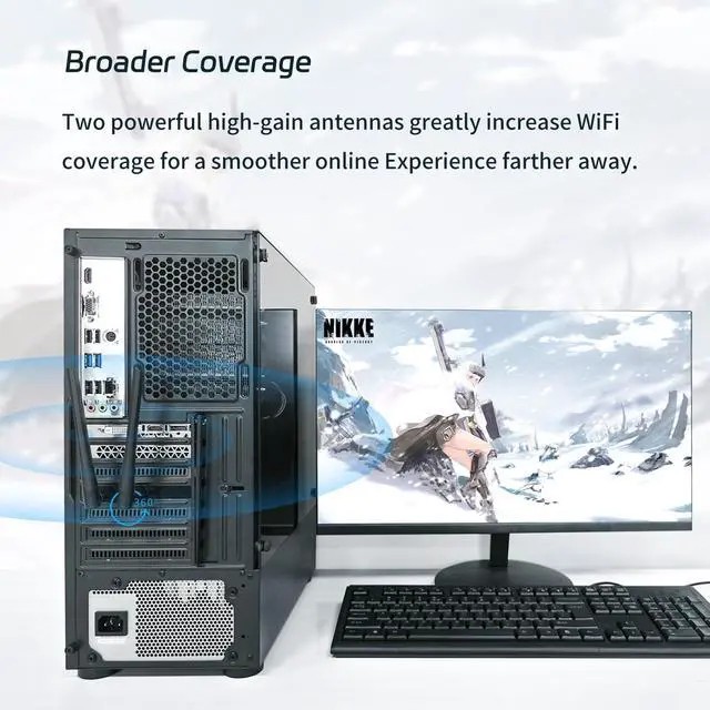 Alt view image 2 of 7 - QFly PCIe WiFi 6E Card, AX210 Network Card Adapter for PC Gaming, Bluetooth 5.3, Tri-Band (802.11ax) 5400Mbps 6GHz Wireless LAN Cards with MU-MIMO, OFDMA, Support Windows 10/11 (64-bit)