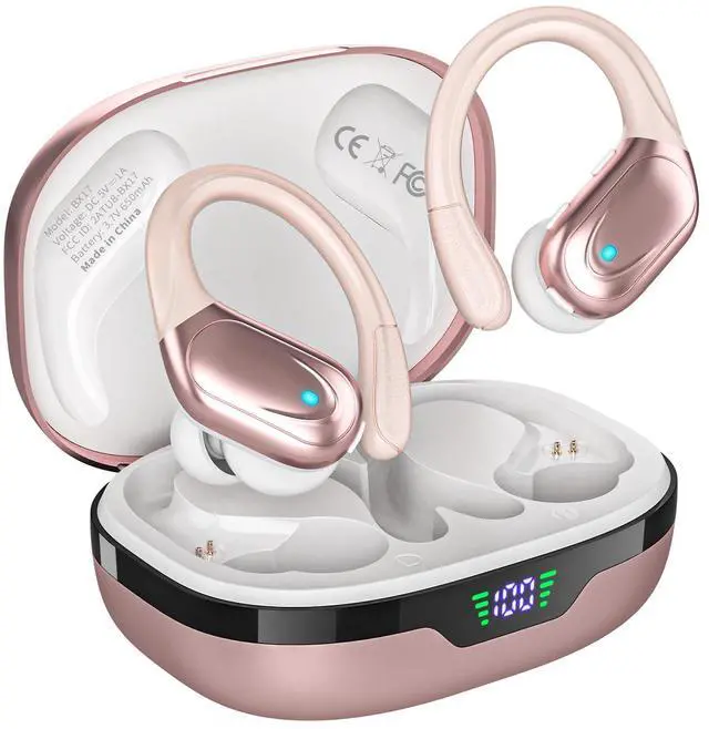 Main image of HAOYUYAN Wireless Earbuds, Sports Bluetooth Headphones, 80Hrs Playtime Ear Buds with LED Power Display, Noise Canceling Headset, IPX7 Waterproof Earphones for Workout/RunningRose Gold