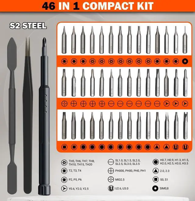 Alt view image 2 of 7 - AV Steel Precision Screwdriver Set 46-in-1, Mini Screwdriver Set with Portable Storage Case, Magnetic Repair Tool Kit for Electronics, PC, Phone, DIY Projects, Home Repairs