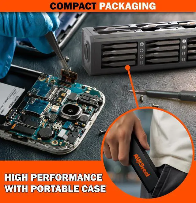 Alt view image 6 of 7 - AV Steel Precision Screwdriver Set 46-in-1, Mini Screwdriver Set with Portable Storage Case, Magnetic Repair Tool Kit for Electronics, PC, Phone, DIY Projects, Home Repairs