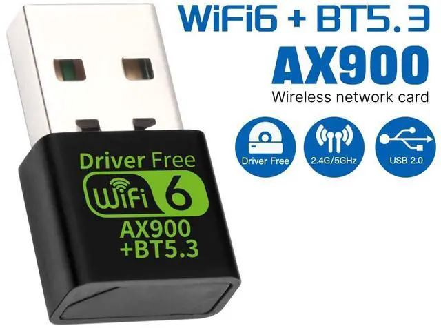 Alt view image 2 of 7 - AX900 USB WiFi 6 Adapter BT 5.3 WiFi USB Adapter for PC with RTL8851BU Chip Dual-Band 2.4GHz/5GHz up to 900Mbps Built-in Antenna Plug and Play 802.11ax Gaming Office Wireless Network Card