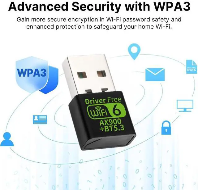 Alt view image 6 of 7 - AX900 USB WiFi 6 Adapter BT 5.3 WiFi USB Adapter for PC with RTL8851BU Chip Dual-Band 2.4GHz/5GHz up to 900Mbps Built-in Antenna Plug and Play 802.11ax Gaming Office Wireless Network Card