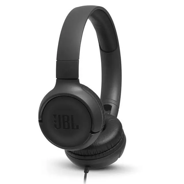 Main image of JBL Tune 500 - Wired on-ear headphones, JBL Pure Bass Sound, 1-button remote/mic, Tangle-free flat cable, Lightweight and foldable design, Ask Siri or Google Now (Black)
