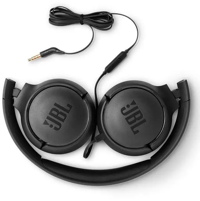 Alt view image 6 of 7 - JBL Tune 500 - Wired on-ear headphones, JBL Pure Bass Sound, 1-button remote/mic, Tangle-free flat cable, Lightweight and foldable design, Ask Siri or Google Now (Black)