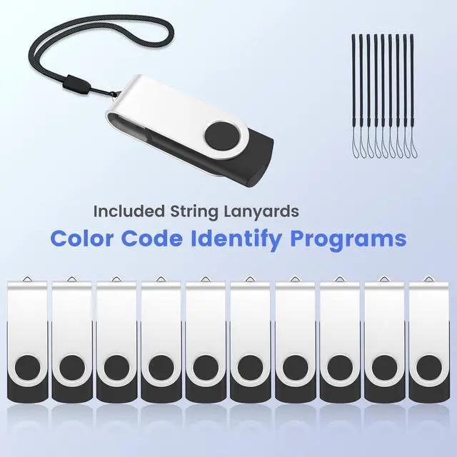Alt view image 4 of 7 - SOEWIOU Flash Drives 1GB 20 Pack, USB 2.0 Thumb Drive Bulk with Lanyards Swivel Memory Stick U Disk 1GB Pendrive USB Pack (Black)
