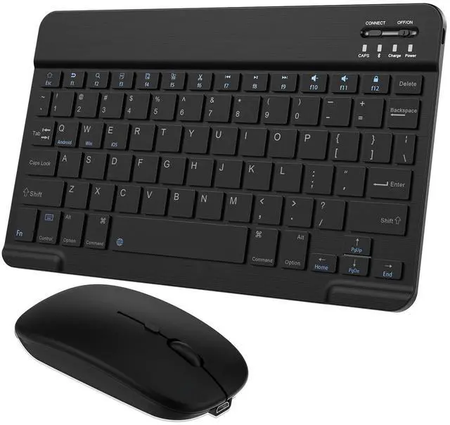 Main image of Ultra-Slim Small Bluetooth Keyboard and Mouse Combo Portable Rechargeable Wireless Keyboard for Android Tablet Cell Phone Samsung Smartphone iPhone iPad mini Pro Air 10.2 10.9 11 12.9 13 inch (Black)