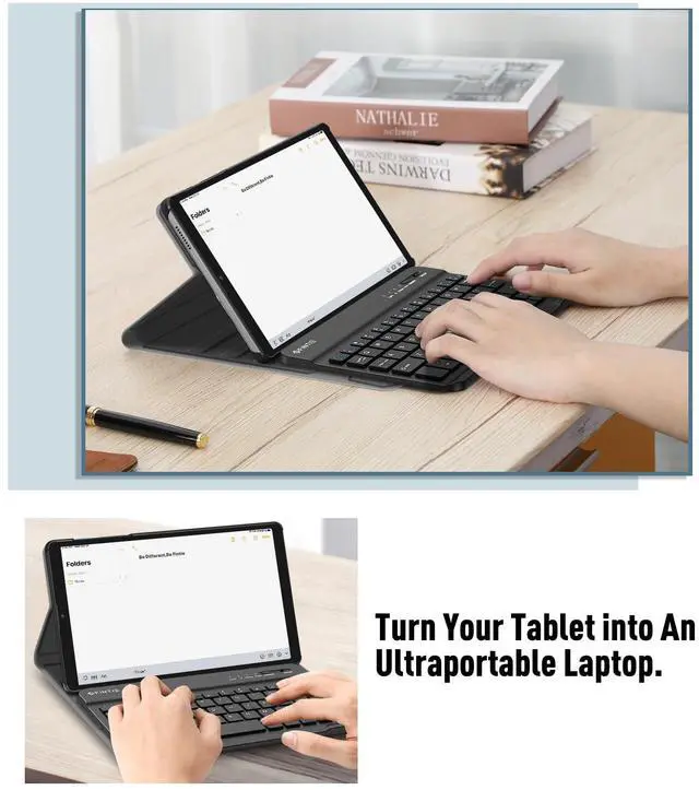 Alt view image 7 of 7 - FINTIE Keyboard Case for Samsung Galaxy Tab A7 Lite 8.7 Inch 2021 Model (SM-T220/T225/T227), Slim Lightweight Stand Cover with Magnetically Detachable Wireless Bluetooth Keyboard, Black