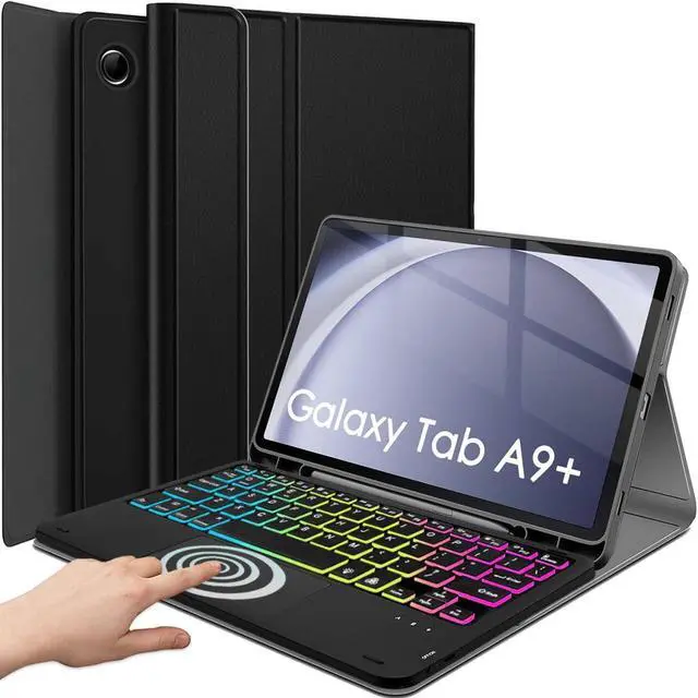 Main image of DKAHOEE Backlit Touchpad Keyboard Case for Samsung Galaxy Tab A9 Plus 11 Inch 2023 Release (SM-X210/X216/X218), 3-Zone Backlit Wireless Keyboard with Slim Stand Cover Case for 11 Galaxy Tab A9+ 2023