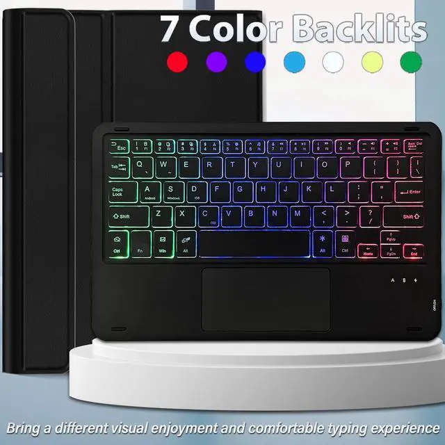 Alt view image 6 of 7 - DKAHOEE Backlit Touchpad Keyboard Case for Samsung Galaxy Tab A9 Plus 11 Inch 2023 Release (SM-X210/X216/X218), 3-Zone Backlit Wireless Keyboard with Slim Stand Cover Case for 11 Galaxy Tab A9+ 2023