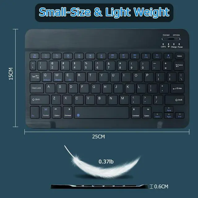 Alt view image 6 of 7 - KUNSI Bluetooth Keyboard for iPad, Rechargeable Slim Portable Wireless Keyboard for iPad Tablets, Compatible for All iOS/Windows/Android System Devices-Black