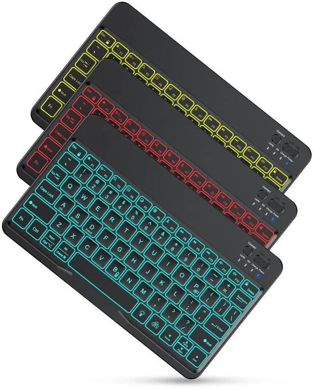 Alt view image 2 of 7 - OMOTON Bluetooth Keyboard for Tablet/Android/Windows/iOS, with 7 Colors Backlight Rechargeable Wireless Mini Keyboard for Galaxy Tab A9+ / S9 FE / S10 / S11 / A11 Series etc, Black