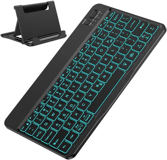 Main image of OMOTON Bluetooth Keyboard for Tablet/Android/Windows/iOS, with 7 Colors Backlight Rechargeable Wireless Mini Keyboard for Galaxy Tab A9+ / S9 FE / S10 / S11 / A11 Series etc, Black