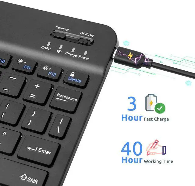 Alt view image 3 of 6 - EDIVIA Wireless Keyboard for Tab S7/S8/S9/S10,Universal Slim Portable Bluetooth Keyboard Compatible with Tab S7/S8/S9/S10 with Built in Rechargeable Battery,Black