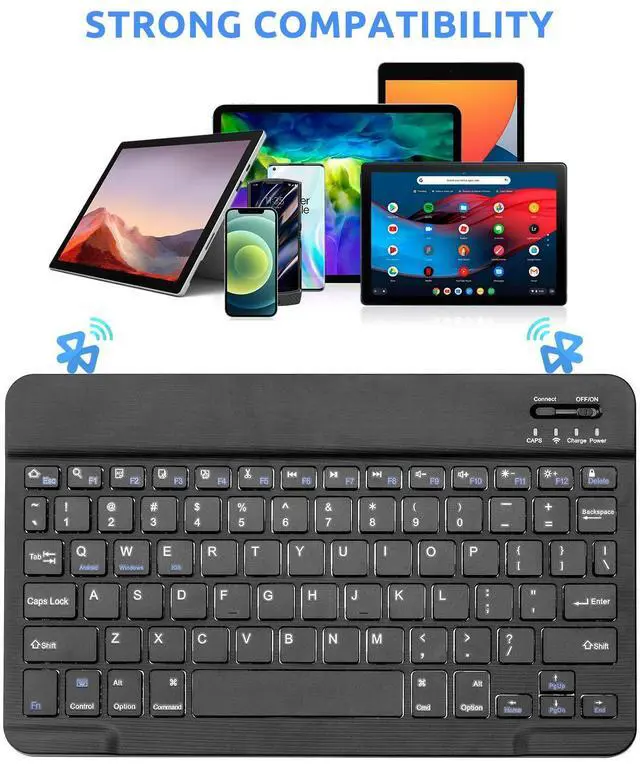 Alt view image 5 of 6 - EDIVIA Wireless Keyboard for Tab S7/S8/S9/S10,Universal Slim Portable Bluetooth Keyboard Compatible with Tab S7/S8/S9/S10 with Built in Rechargeable Battery,Black