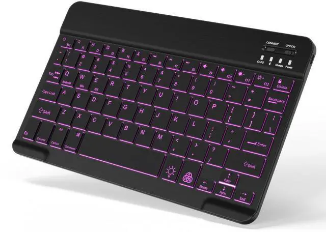 Main image of Backlit Bluetooth Keyboard Small Portable Wireless Keyboard Rechargeable Illuminated for Android Samsung Tablet Cell Phone Smartphone iPad A16 11th 10th Generation iPad Pro Air Mini iPhone (Black)