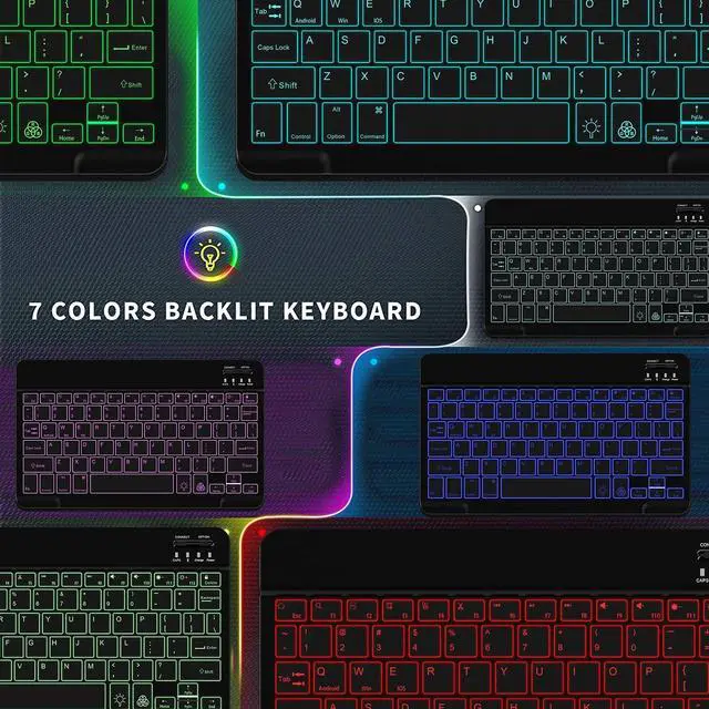 Alt view image 3 of 7 - Backlit Bluetooth Keyboard Small Portable Wireless Keyboard Rechargeable Illuminated for Android Samsung Tablet Cell Phone Smartphone iPad A16 11th 10th Generation iPad Pro Air Mini iPhone (Black)