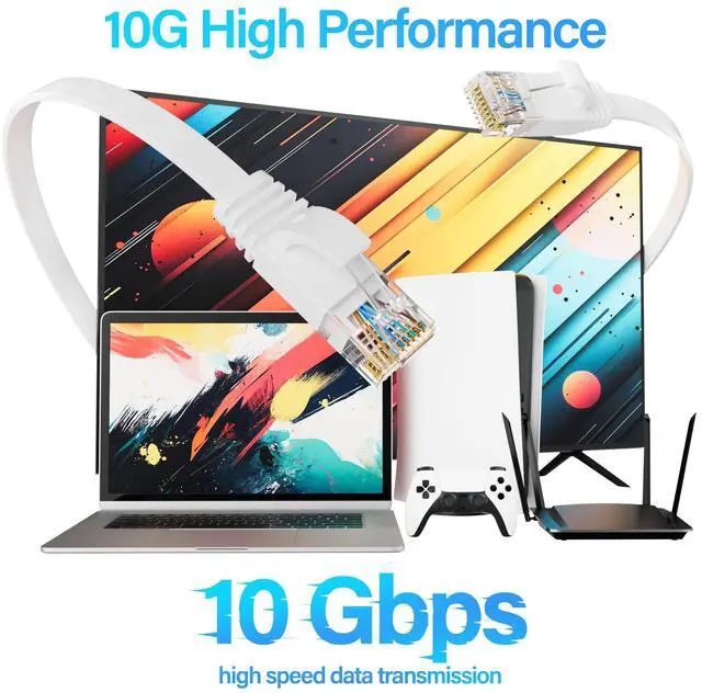 Alt view image 2 of 6 - Mnlnbuao Cat 6 Flat Ethernet Cable 10 FT(5Pack), UTP 10Gbps High-Speed Cat6 Ethernet Cable, Pure Copper Cat 6 Cable, Ethernet Patch Cable for Home or Office Network Wiring, White