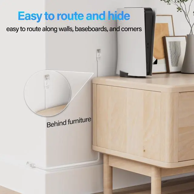 Alt view image 5 of 6 - Mnlnbuao Cat 6 Flat Ethernet Cable 10 FT(5Pack), UTP 10Gbps High-Speed Cat6 Ethernet Cable, Pure Copper Cat 6 Cable, Ethernet Patch Cable for Home or Office Network Wiring, White