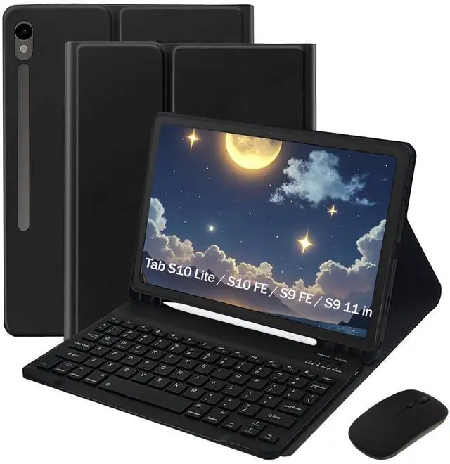 Main image of Keyboard Case for Samsung Galaxy Tab S10 Lite / S10 FE / S9 FE / S9 10.9-11 inch - Mouse and Detachable Keyboard, Slim Protective Case (Black)