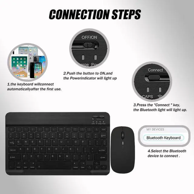 Alt view image 3 of 7 - Keyboard Case for Samsung Galaxy Tab S10 Lite / S10 FE / S9 FE / S9 10.9-11 inch - Mouse and Detachable Keyboard, Slim Protective Case (Black)