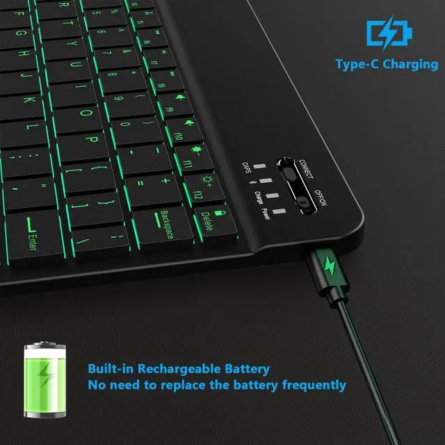 Alt view image 4 of 7 - Backlit Bluetooth Keyboard Small Portable Wireless Keyboard Rechargeable Illuminated for Android Samsung Tablet Cell Phone Smartphone iPad A16 11th 10th Generation iPad Pro Air Mini iPhone (Black)