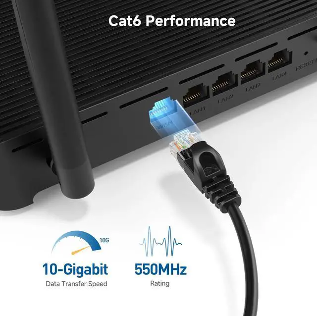 Alt view image 3 of 7 - Cable Matters 10Gbps Snagless Cat 6 Ethernet Cable - 25ft, Slim Profile Cat 6 Cable, Cat6 Cord, Thin Ethernet Cord, Black