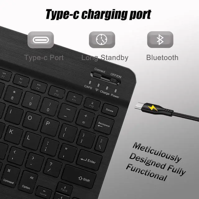 Alt view image 6 of 7 - Keyboard Case for Samsung Galaxy Tab S10 Lite / S10 FE / S9 FE / S9 10.9-11 inch - Mouse and Detachable Keyboard, Slim Protective Case (Black)