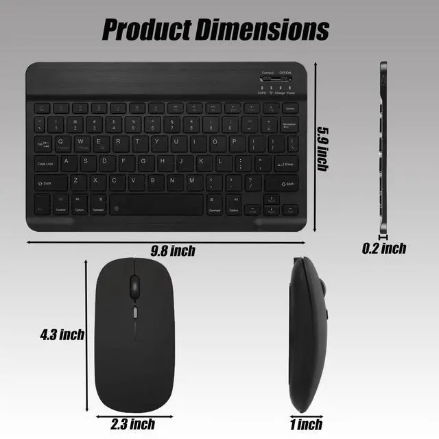 Alt view image 5 of 7 - Keyboard Case for Samsung Galaxy Tab S10 Lite / S10 FE / S9 FE / S9 10.9-11 inch - Mouse and Detachable Keyboard, Slim Protective Case (Black)