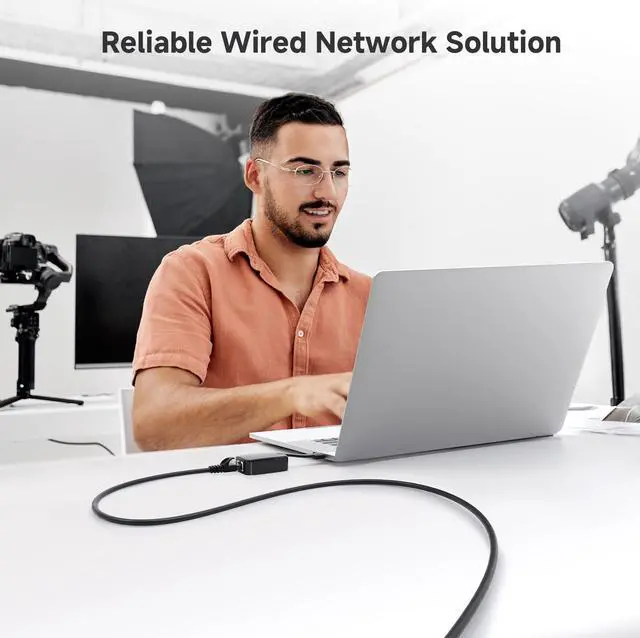 Alt view image 6 of 7 - Cable Matters 10Gbps Snagless Cat 6 Ethernet Cable - 25ft, Slim Profile Cat 6 Cable, Cat6 Cord, Thin Ethernet Cord, Black