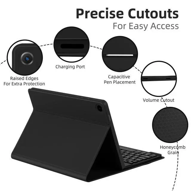 Alt view image 3 of 7 - EAMPANG Case with Keyboard Mouse for Samsung Galaxy Tab A9 Plus 11 inch (SM-X210/X215/X216/X218),7 Color Rainbow Backlight Detachable USB-C Keyboard Magnetic Case with Pen Slot for Tablet A9+ 5G Black