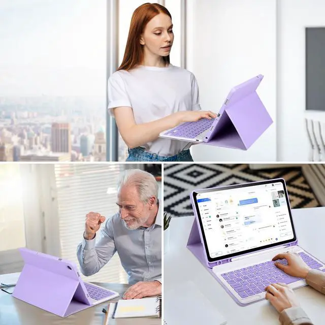 Alt view image 7 of 7 - Keyboard Case for Samsung Galaxy Tab A9+/Plus 11 2023(SM-X210/X216/X218),Case with Keyboard for Samsung Tab A9+ with S Pen Holder,Detachable Bluetooth Keyboard for Galaxy A9 Auto Wake/Sleep,Purple