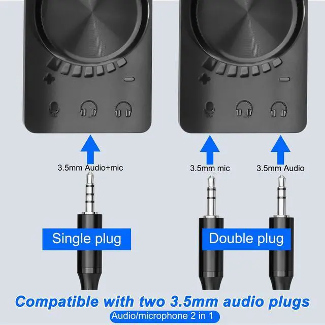 Alt view image 3 of 7 - External USB Sound Card Virtual 7.1 Surround Sound USB 2.0 Sound Card Adapter for PC with Volume Control, USB to 3.5mm Jack Audio Adapter Cable Plug and Play