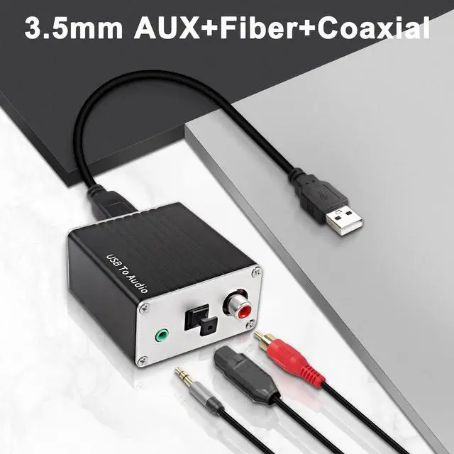 Alt view image 5 of 7 - XMSJSIY USB-A/Type-C to Coaxial Optical Toslink SPDIF + 3.5mm AUX Stereo Audio Adapter USB Digital Audio Decoder Converter External Sound Card for PC Laptop Phone Smart TV