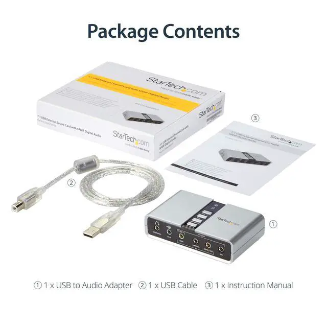 Alt view image 6 of 7 - 7.1 USB Sound Card - External Sound Card for Laptop with SPDIF Digital Audio - Sound Card for PC - Silver (ICUSBAUDIO7D)